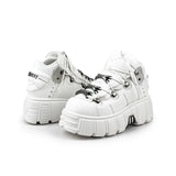 Women's Punk Ankle Boots - Edgy Platform with Lace-Up Detail