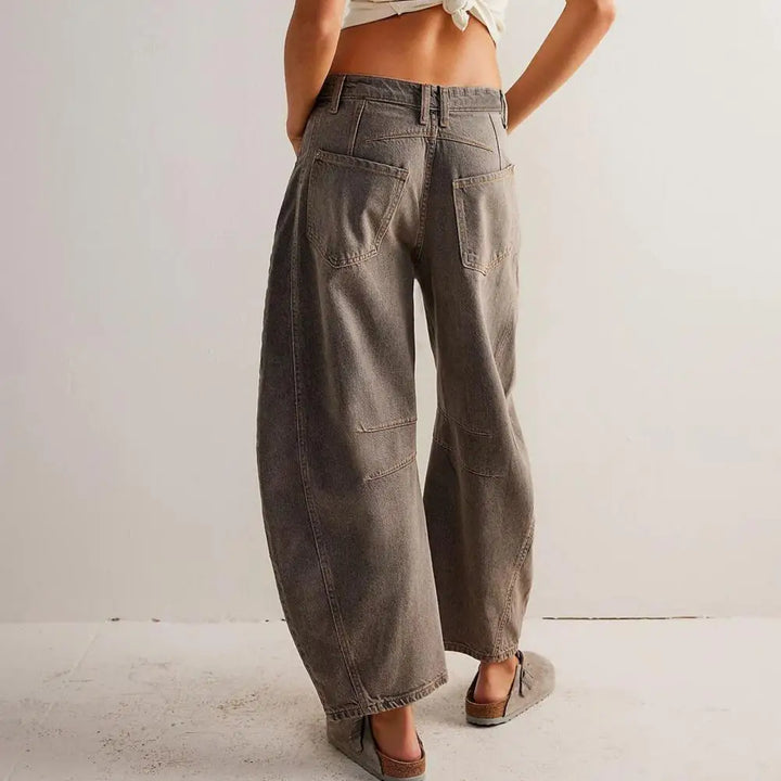 Women's Wide Leg Stretch Jeans – Relaxed Mid-Rise Ankle Length