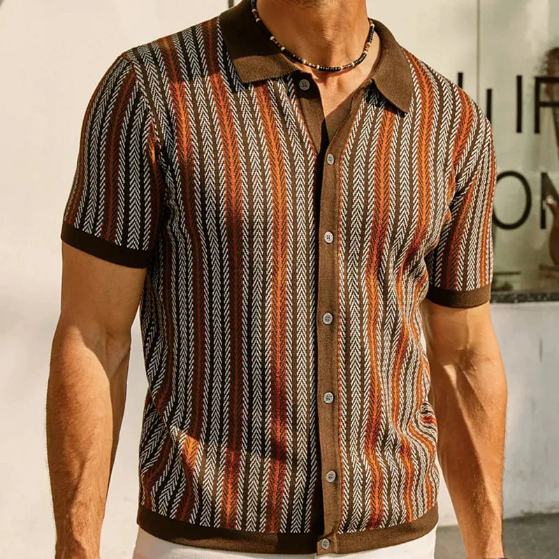 Men's Cotton Knit Shirt – Herringbone Button-Up for Smart Casual – view 3