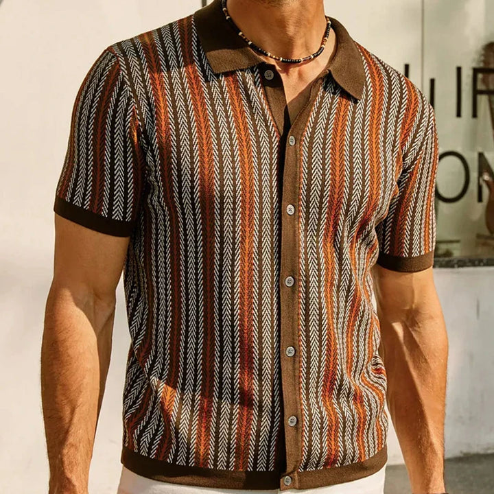 Men's Cotton Knit Shirt – Herringbone Button-Up for Smart Casual – view 3