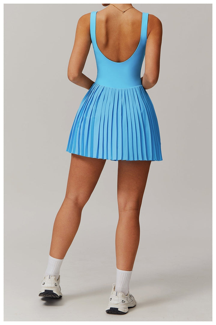 Women's Pleated Tennis Dress – Built-In Shorts & Pocket