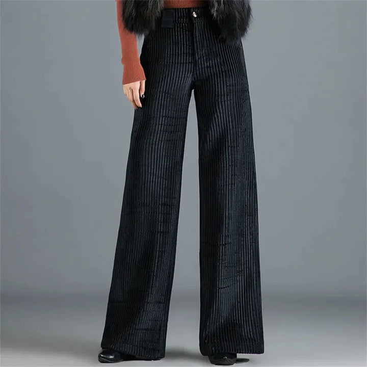 Women's Corduroy Palazzo Trousers – High-Rise '70s Wide-Leg Flare