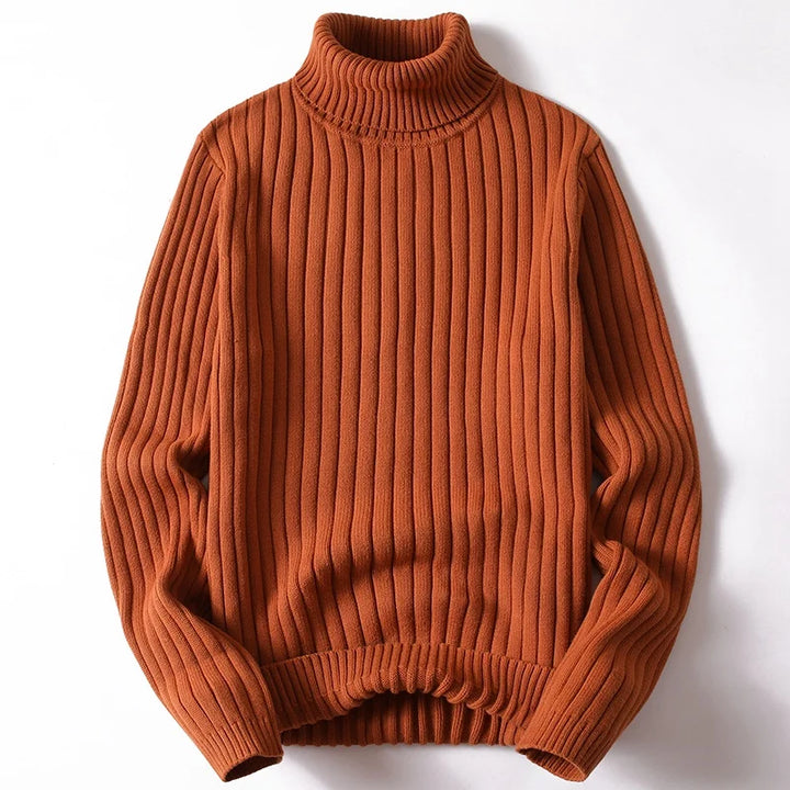 Men's Ribbed Knit Turtleneck Jumper – Heavy Roll Neck – view 4