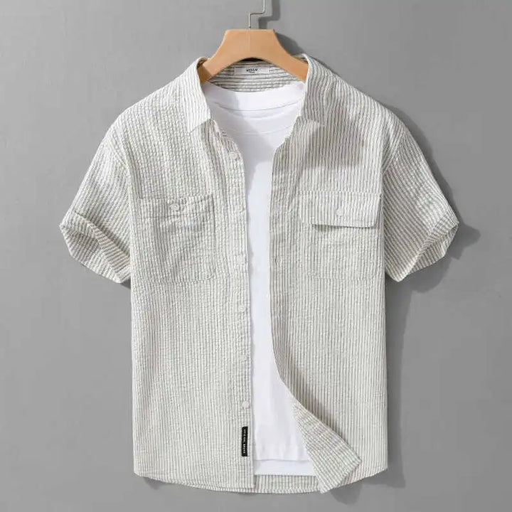 Men's Palermo Striped Shirt – Short Sleeve Casual Button-Up – view 3
