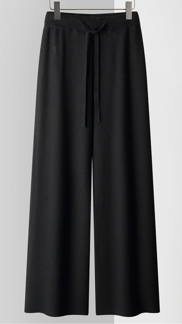 Women's Cashmere-Blend Wide-Leg Knit Trousers – Soft Lounge Luxury