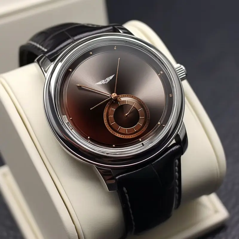 Men's Leather Strap Watch – Rose Gold Detail Quartz Dial – view 3