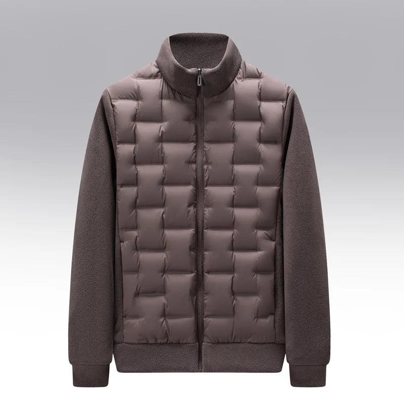 Men's Quilted Jacket – Fleece-Sleeve Insulated Hybrid Layer – view 4