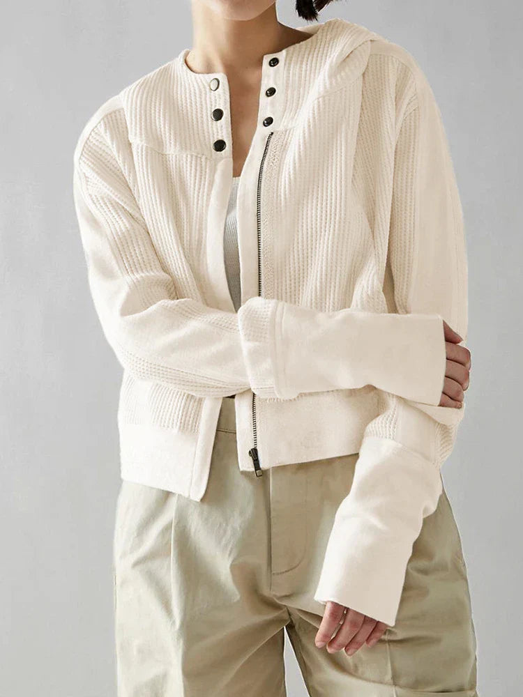 Women's Cropped Cotton Blend Hoodie – Soft Casual Layering
