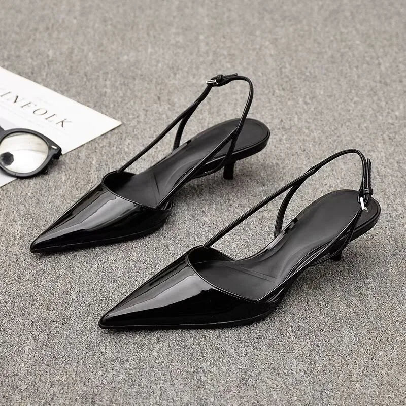 Women's Slingback Low Heels - Polished Comfort for Day to Night
