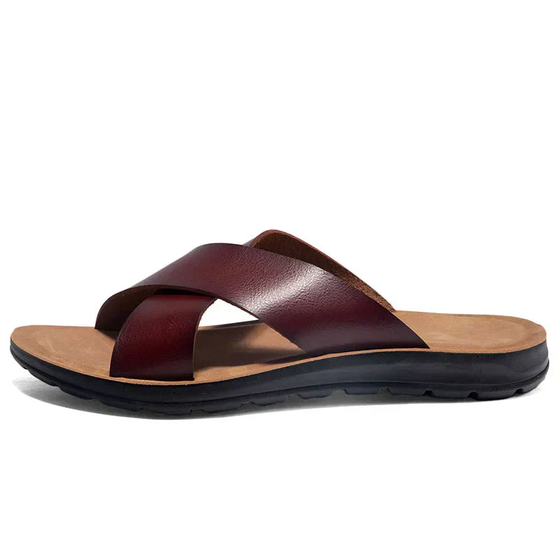 Men's Leather Slide Sandals – Cushioned Ergonomic Footbed – view 8