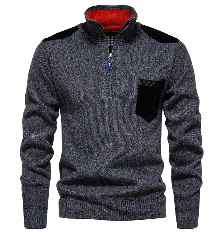 Alpine Men's Half-Zip Knit Jumper – Warm Layering Essential – Dark Grey