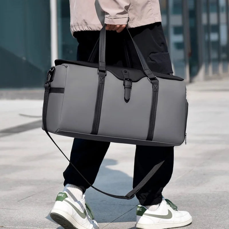 Men's Leather Trim Weekender Duffle - Travel Holdall Bag – view 8