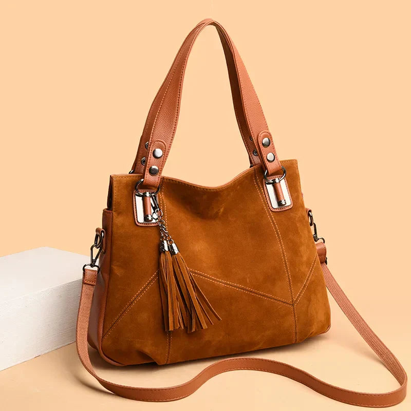 Women's Suede Tote Bag – Convertible Shoulder to Crossbody