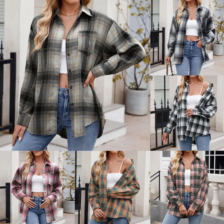 Women's Brushed Flannel Shirt – Relaxed Fit Button-Up Layer – view 9