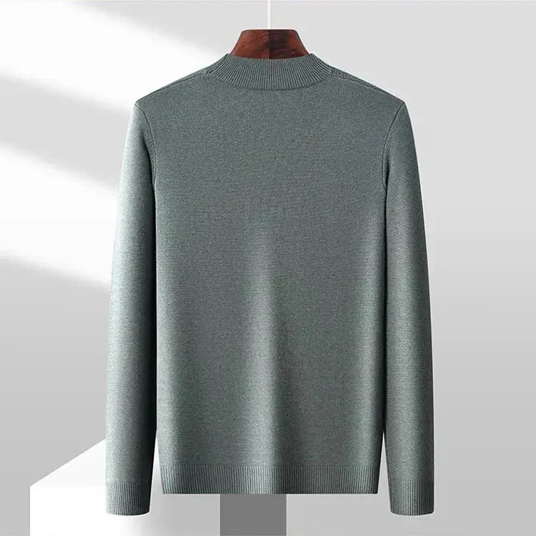 Men's Jacquard Knit Jumper – Textured Mock Neck Sweater – view 7