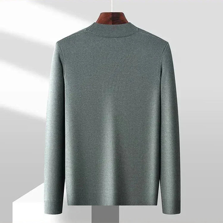 Men's Jacquard Knit Jumper – Textured Mock Neck Sweater – view 7