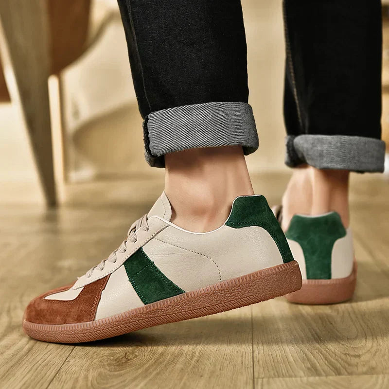 Men's Freedom 67 Vegan Leather Trainers – Suede-Trim Gum Sole – view 3