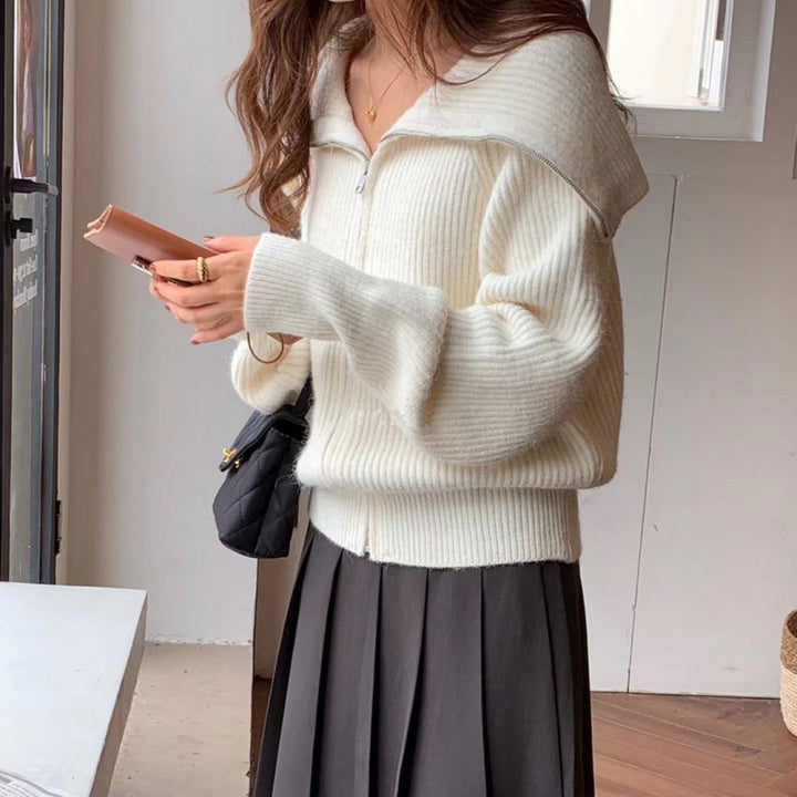 Large-Lapel Loose Sweater Coat