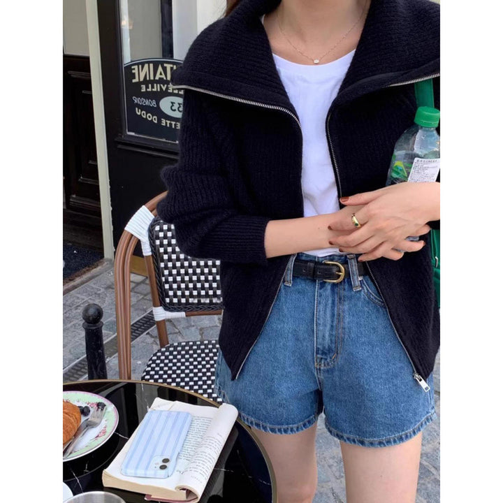Large-Lapel Loose Sweater Coat
