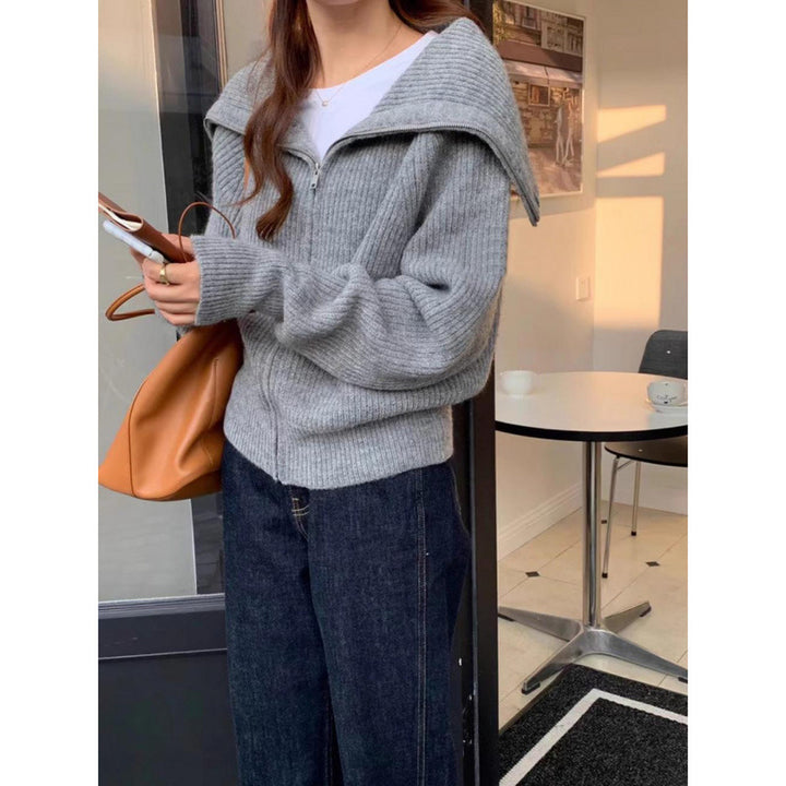 Large-Lapel Loose Sweater Coat