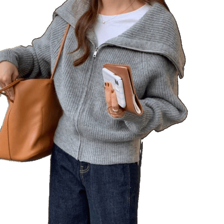 Large-Lapel Loose Sweater Coat