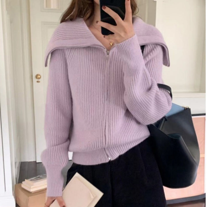 Large-Lapel Loose Sweater Coat