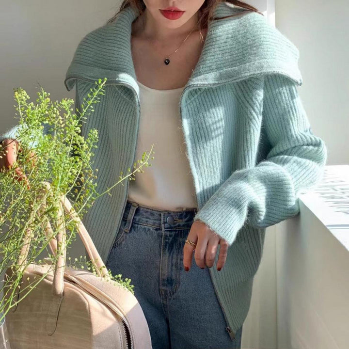 Large-Lapel Loose Sweater Coat