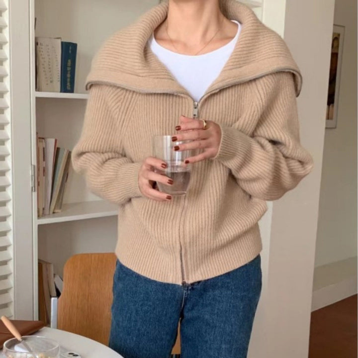 Large-Lapel Loose Sweater Coat