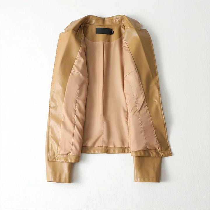 Women's Lambskin Leather Blazer – Tailored Single-Button Cut – view 3