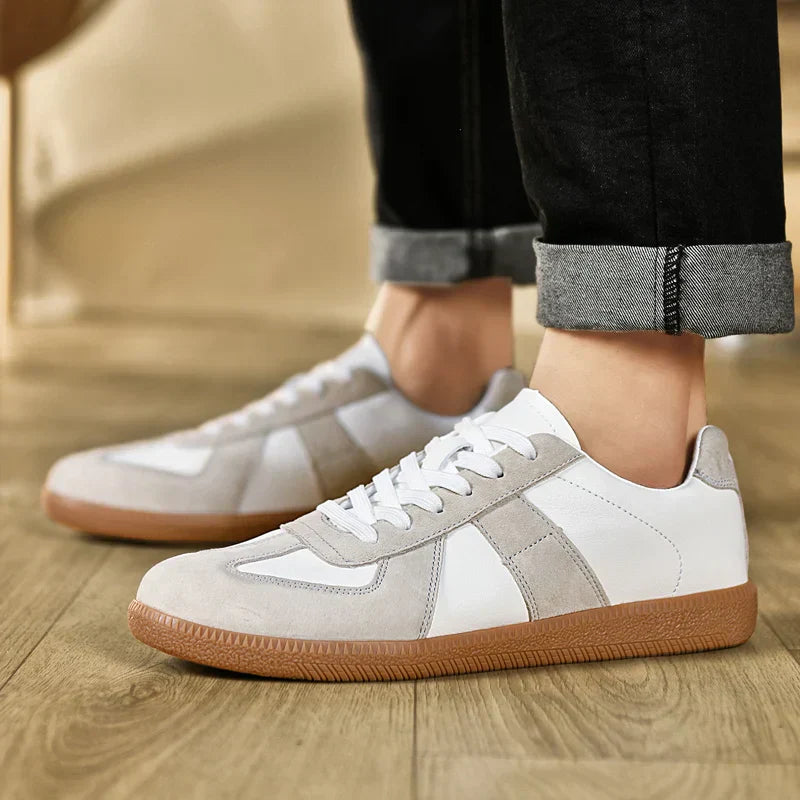 Men's Freedom 67 Vegan Leather Trainers – Suede-Trim Gum Sole – view 9