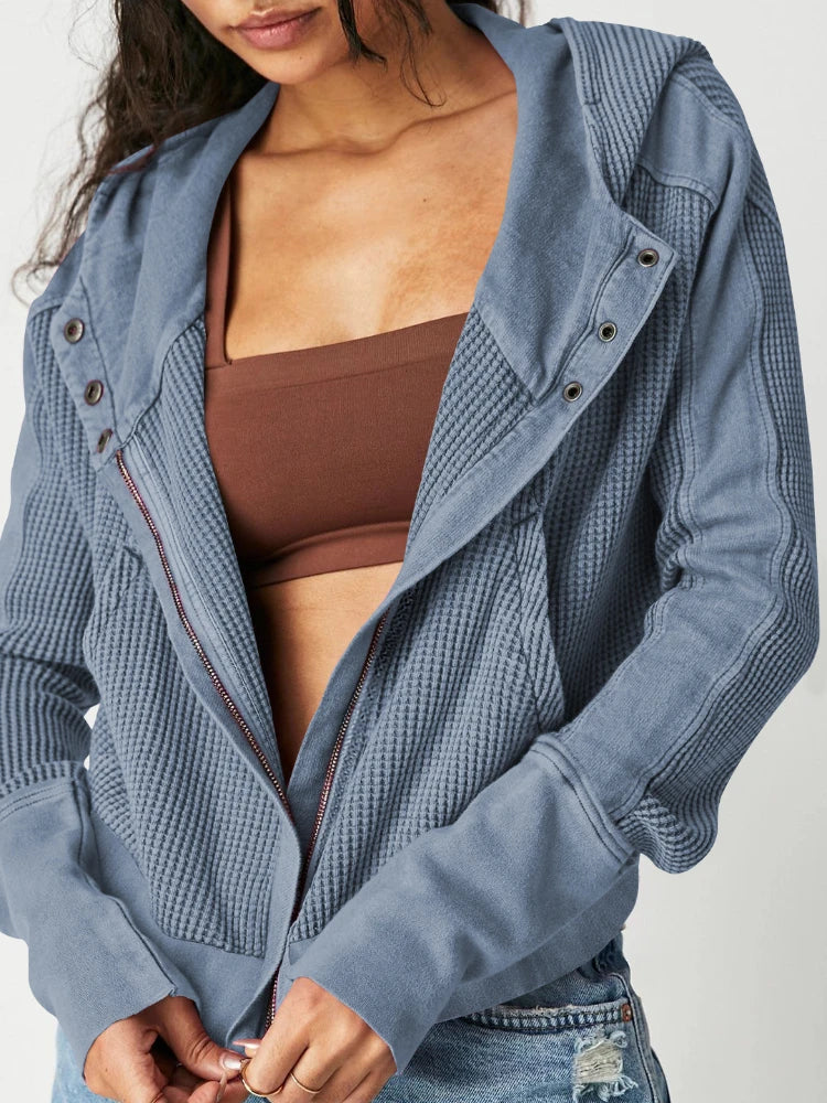 Women's Cropped Cotton Blend Hoodie – Soft Casual Layering – view 10