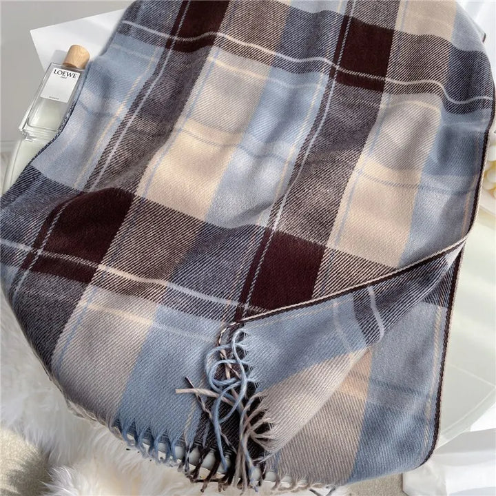 Women's Cashmere-Blend Plaid Scarf – Lightweight Winter Layer