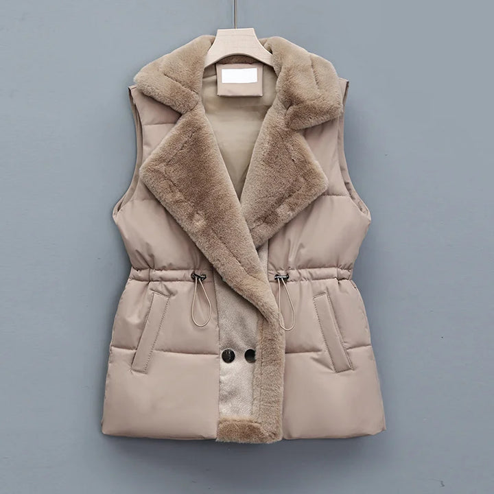 Women's Padded Gilet with Faux Fur Collar – Warm Layering Vest