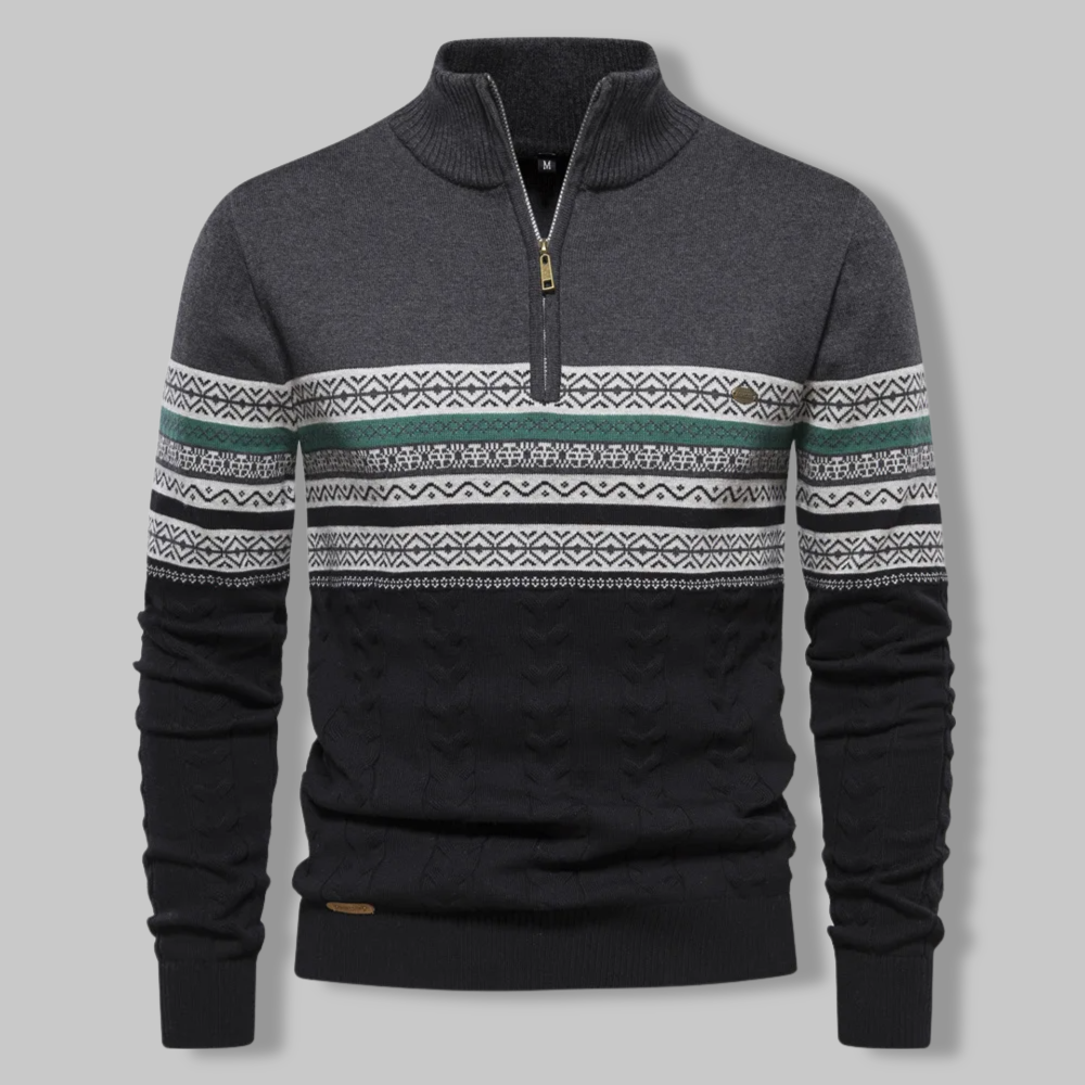 Men's Everest Cable Knit Quarter Zip Jumper – Alpine Warmth – Dark Grey