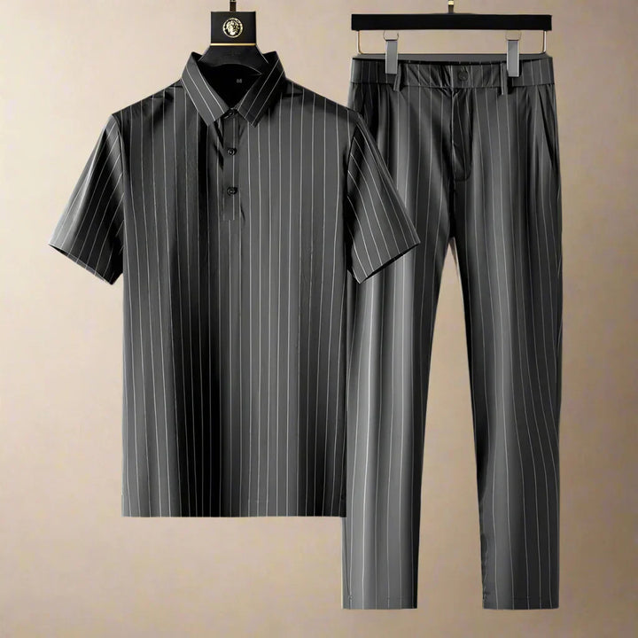 Men's Pinstripe Shirt and Trouser Set – Lightweight Co-Ord – Navy Pinstripe
