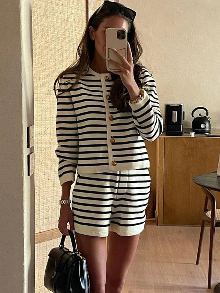 Women's Bella Ribbed Knit Co-Ord Set – Top and Flowy Shorts – view 2