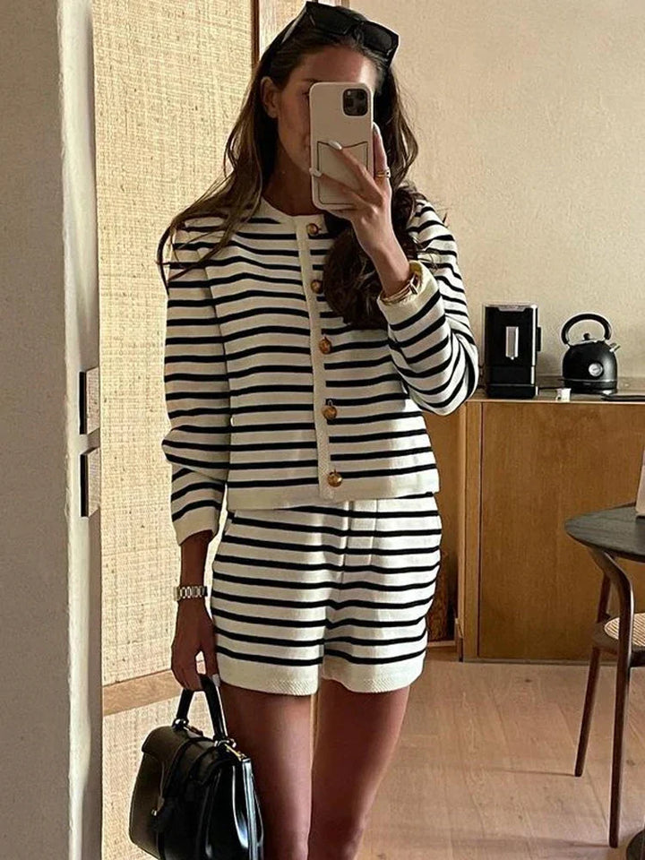 Women's Bella Ribbed Knit Co-Ord Set – Top and Flowy Shorts – view 2