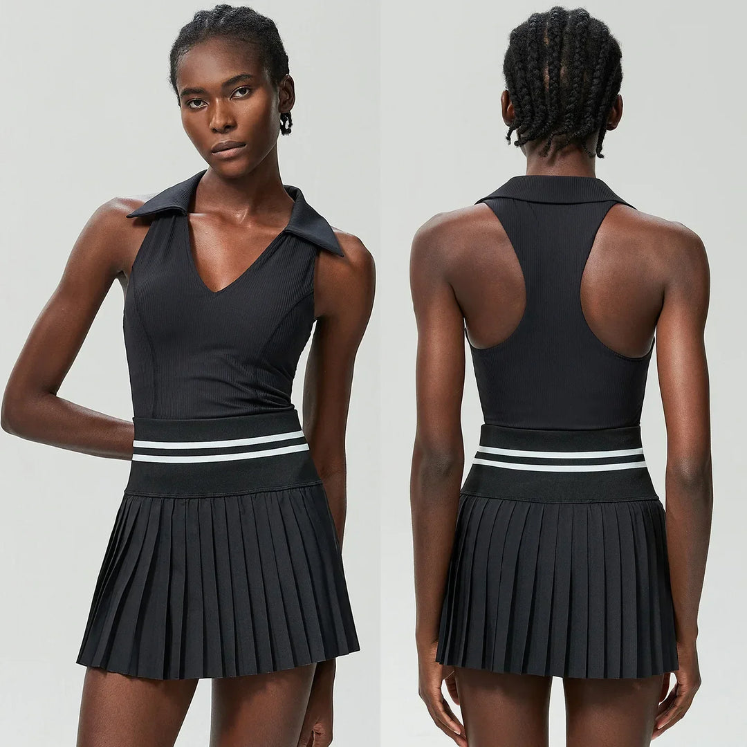 Women's Pleated Tennis Set – Quick-Dry Crop Top & Skirt