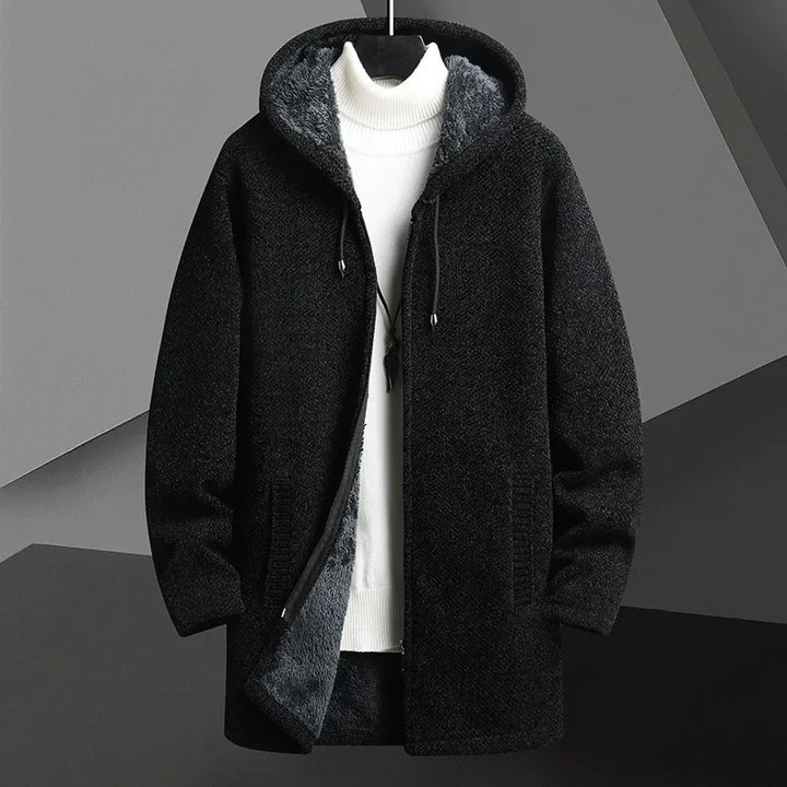 Men's Hooded Knit Overcoat – Fleece-Lined Warm City Layer – view 2