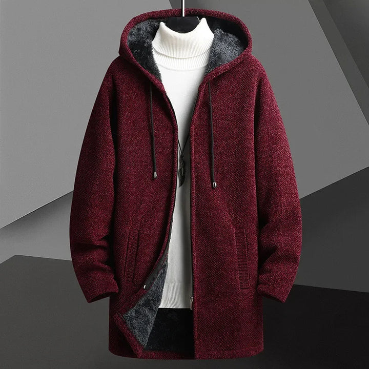 Men's Hooded Knit Overcoat – Fleece-Lined Warm City Layer – view 4