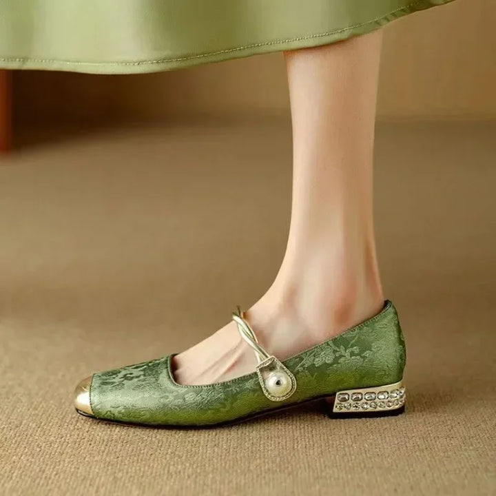 Women's Pearl Strap Pumps – Verona Embellished Low Heel Shoes