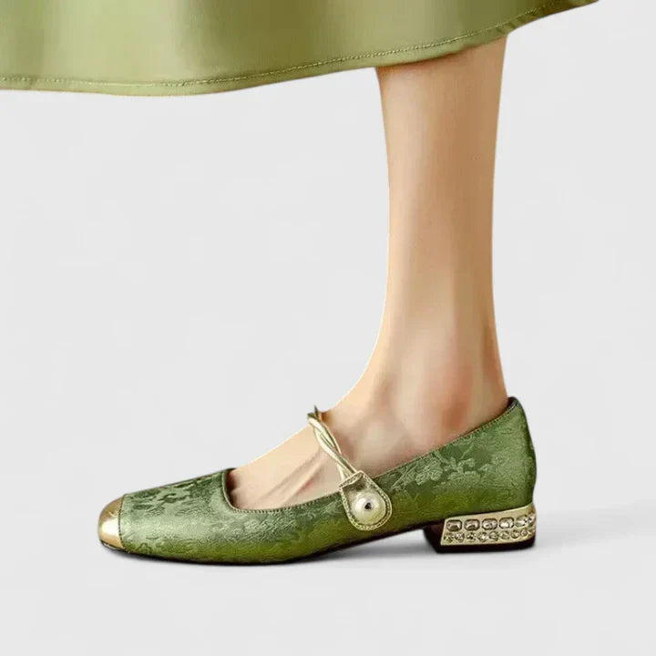 Women's Embellished Mary Jane Heels - Vintage Charm & Comfort