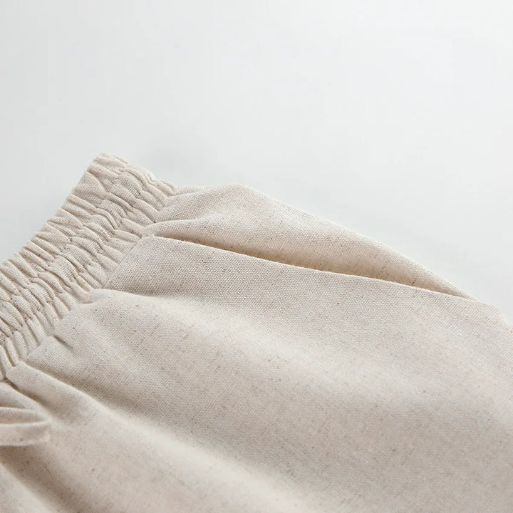 Women's Linen Twin Set – Cropped Top & Wide-Leg Trousers