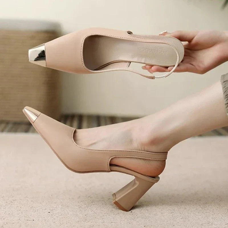 Women's Pointed Toe Slingback Heels - Effortless Everyday Polished