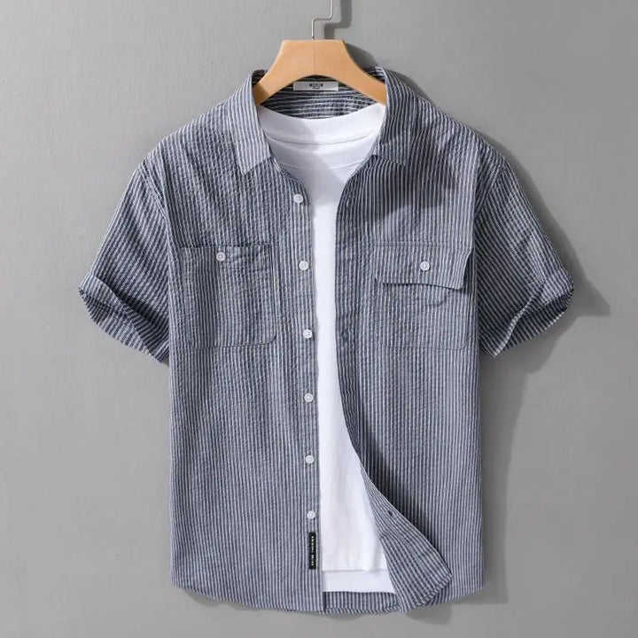 Men's Palermo Striped Shirt – Short Sleeve Casual Button-Up