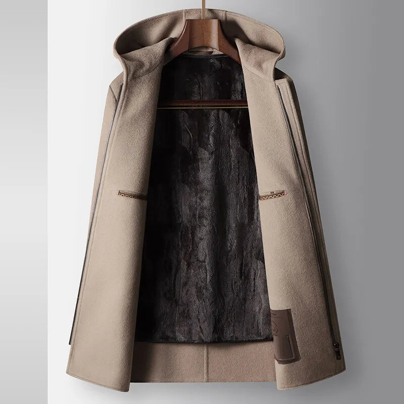 Men's Pure Wool Hooded Overcoat – Refined City Winter Coat – view 2