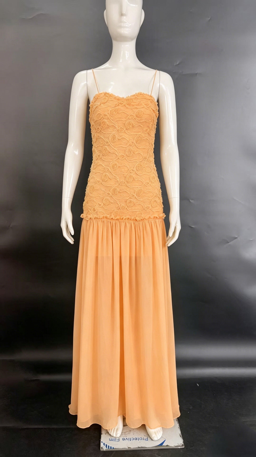 3D Floral Chiffon Strappy Maxi Dress