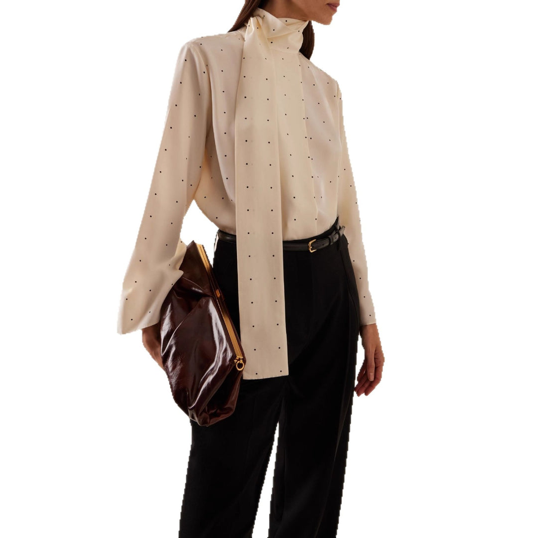 French Ribbon Polka-Dot Loose Shirt