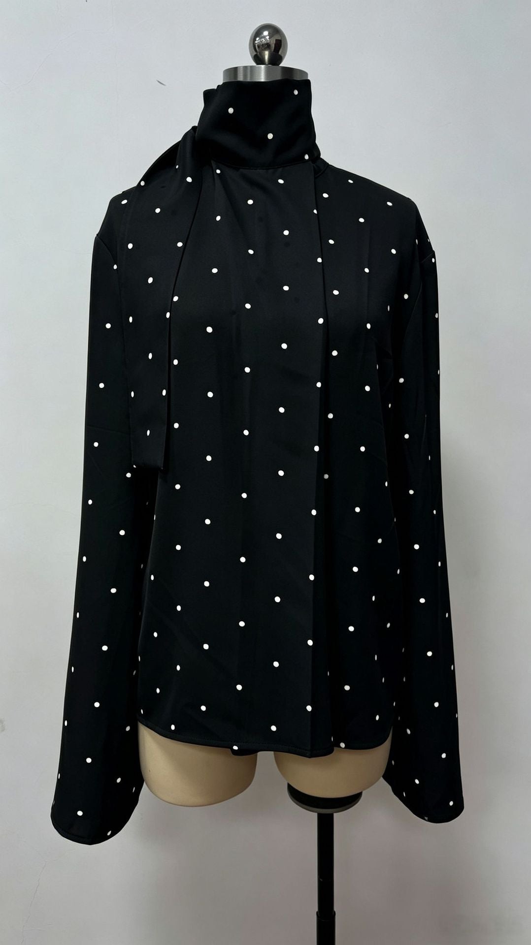 French Ribbon Polka-Dot Loose Shirt