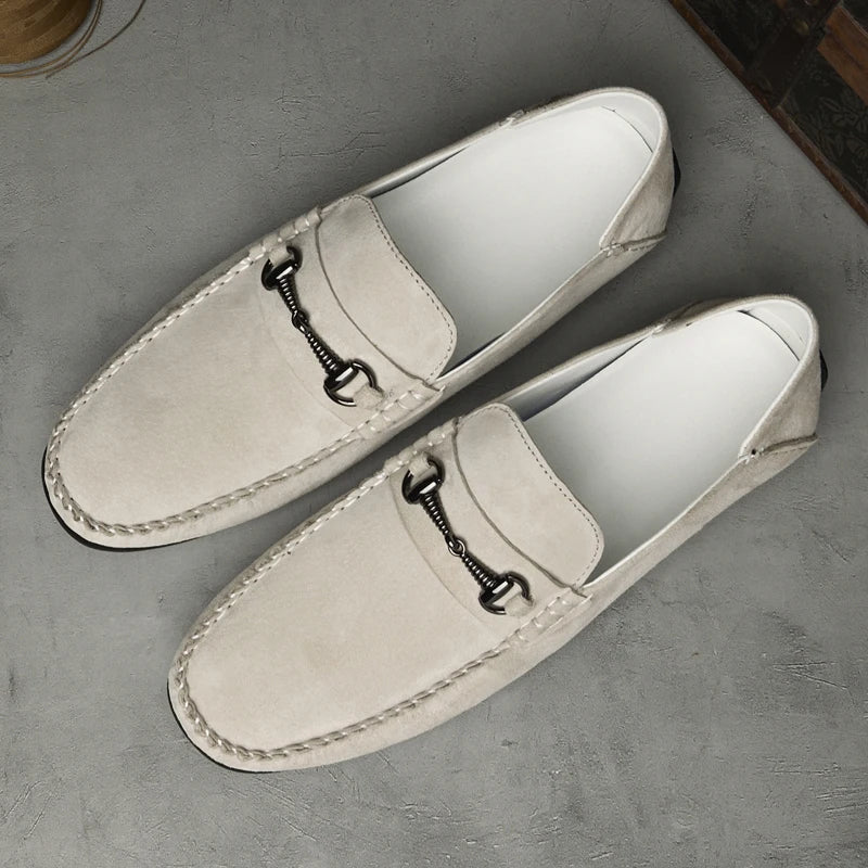 Men's Suede Loafers – Horse-Bit Detail, Non-Slip Sole